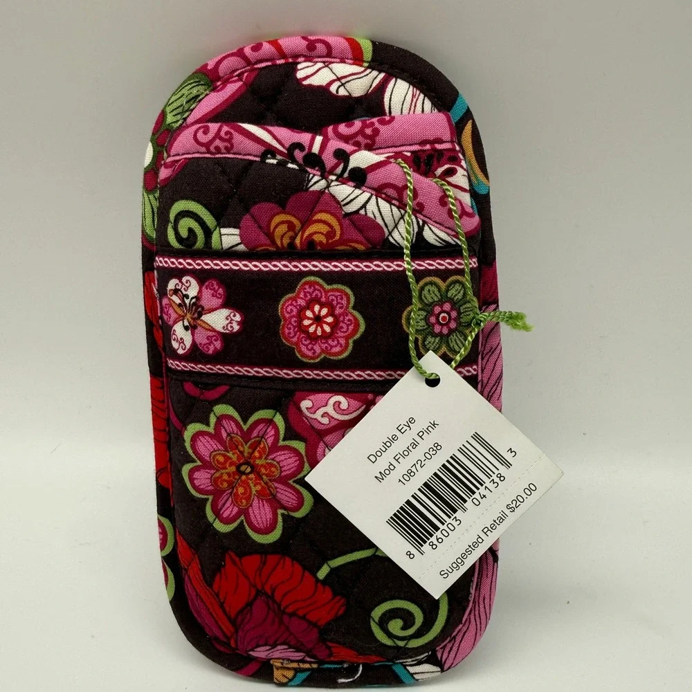 Vera Bradley Double Eye Case Womens Mod Floral Pink Quilted Cotton NWT